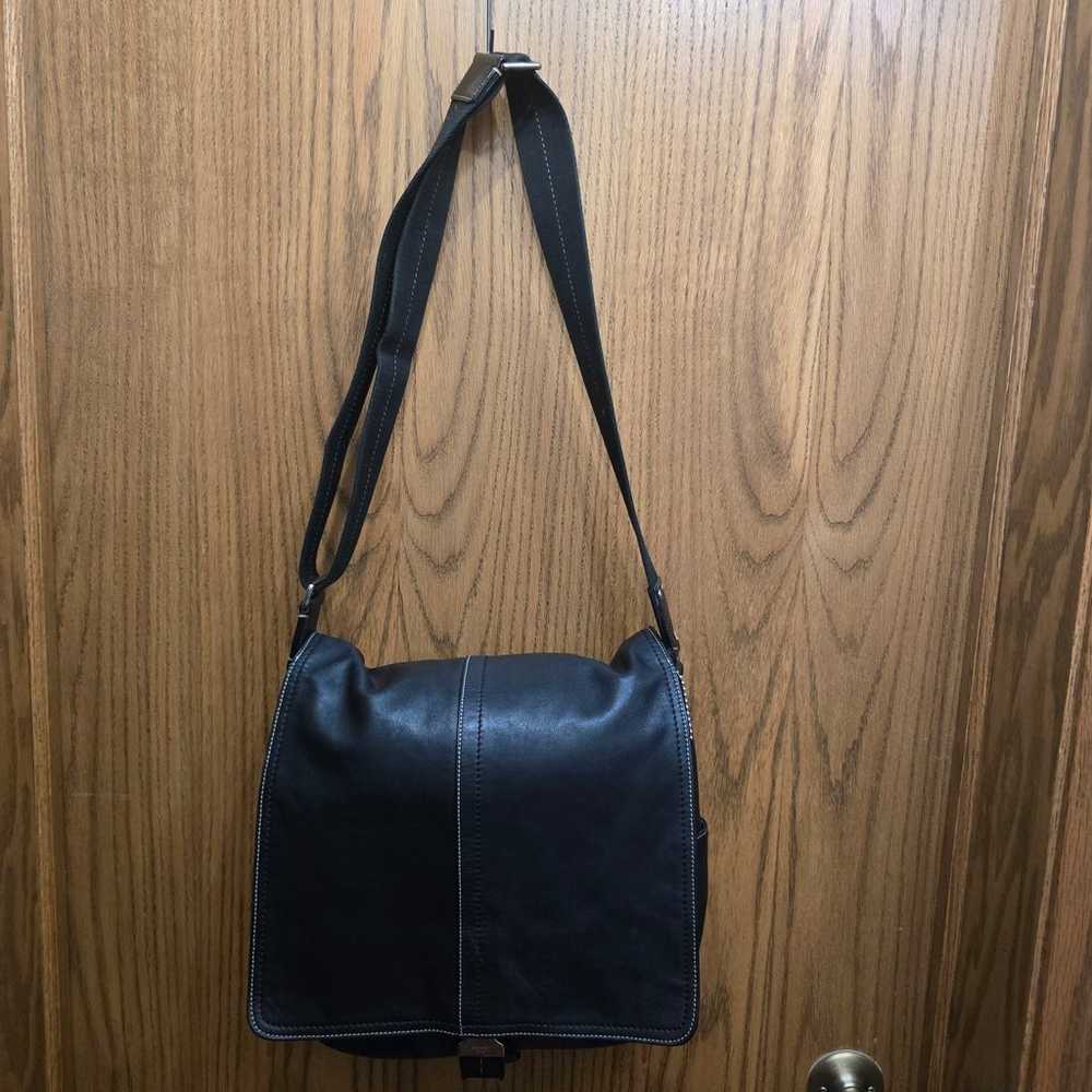 COACH BLACK LEATHER MESSENGER PURSE BAG UNISEX ME… - image 1