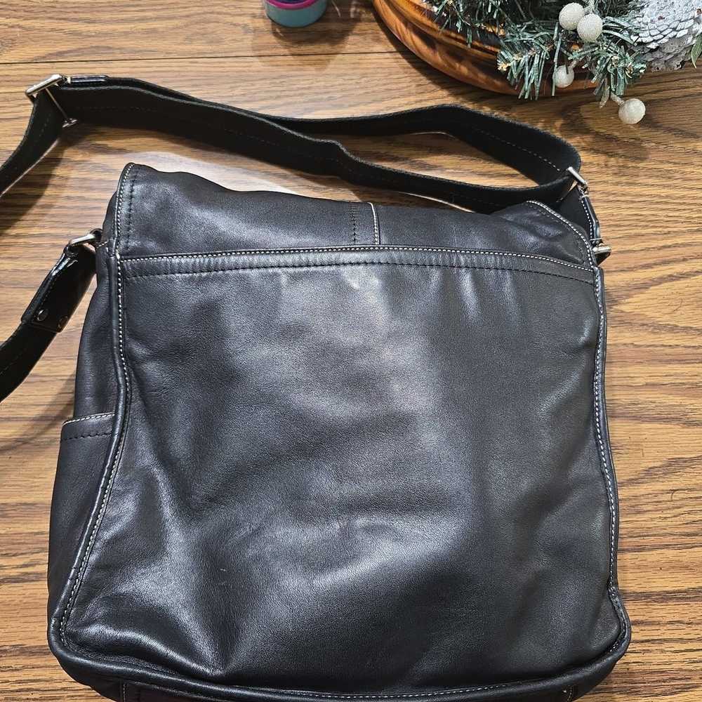 COACH BLACK LEATHER MESSENGER PURSE BAG UNISEX ME… - image 3