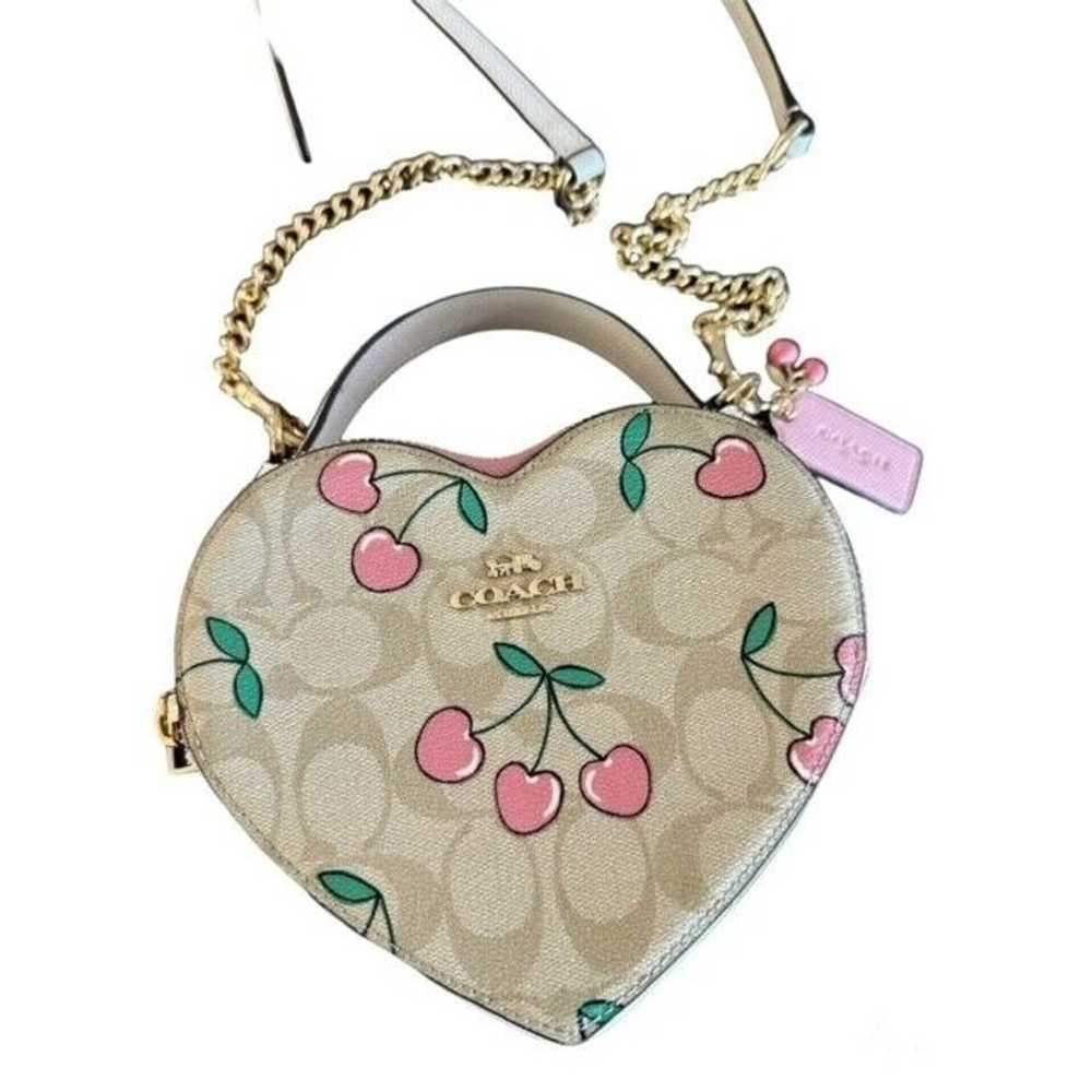 Coach Heart Shaped Crossbody Signature Cherry Pri… - image 1