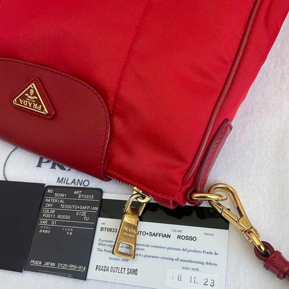 Pristine condition PRADA shoulder bag in red with… - image 10