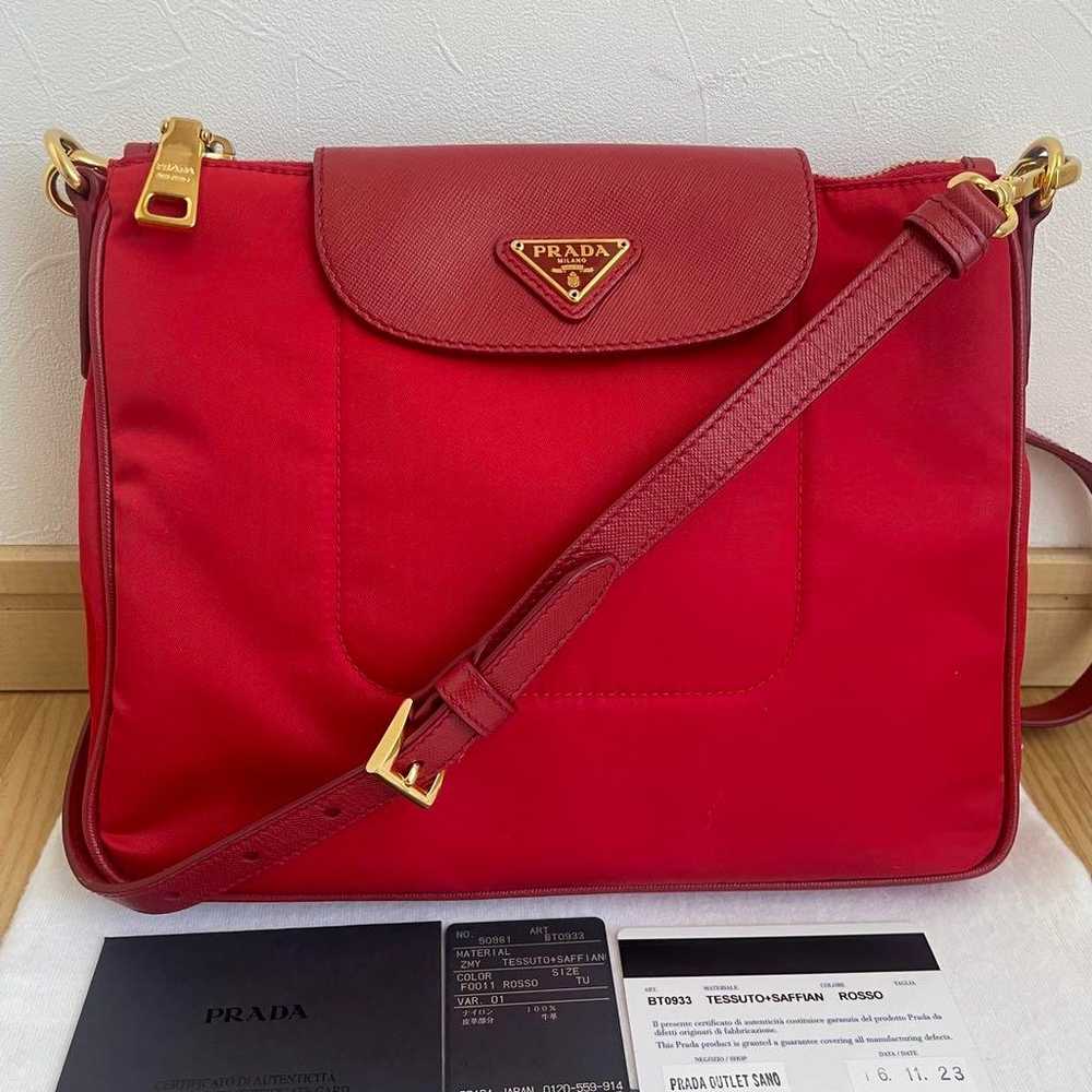 Pristine condition PRADA shoulder bag in red with… - image 11