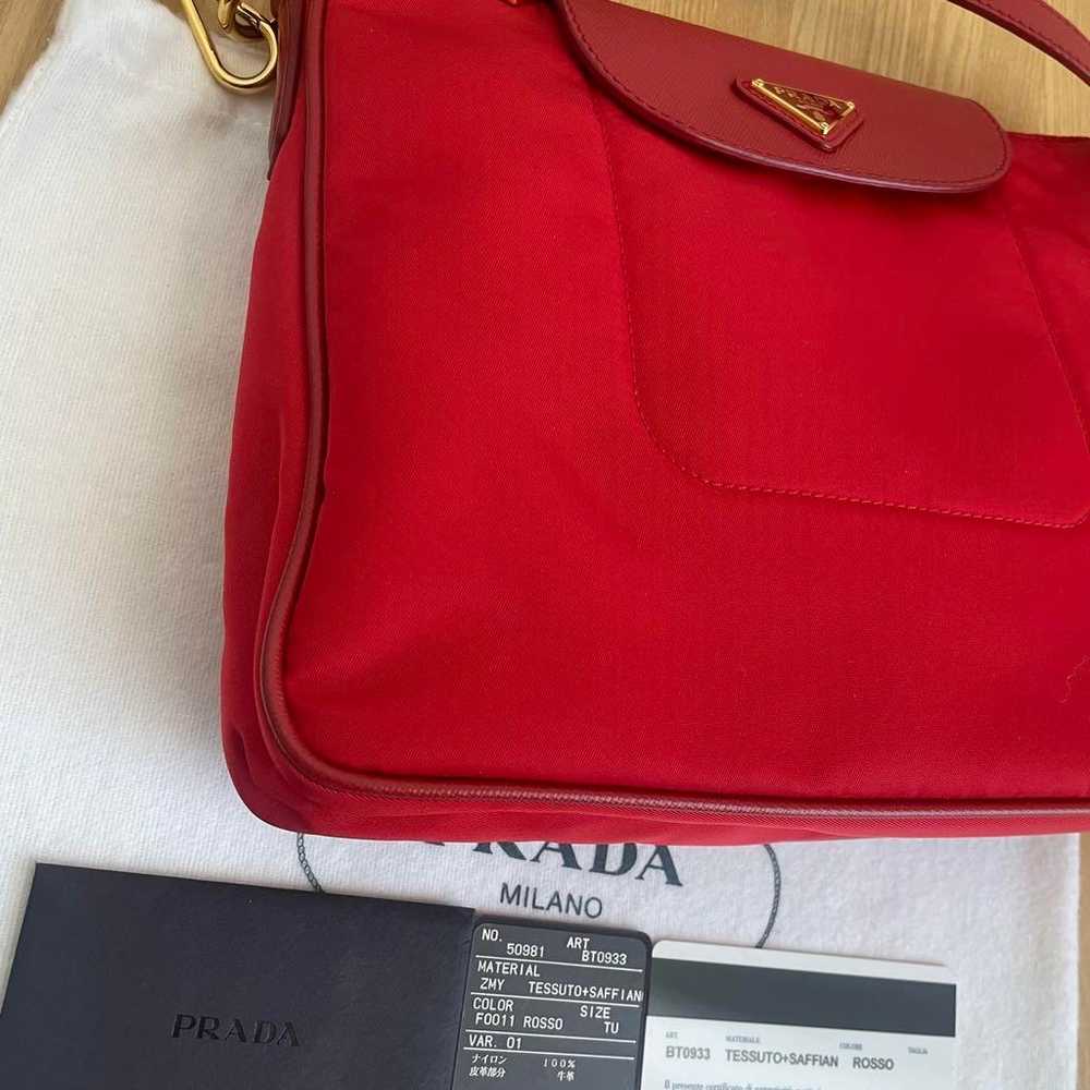 Pristine condition PRADA shoulder bag in red with… - image 3