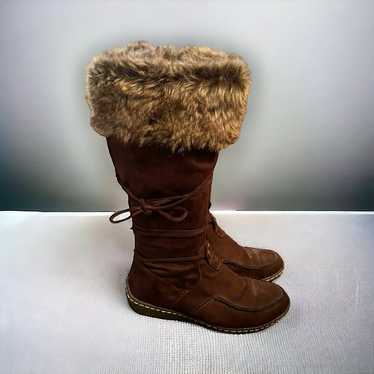 American Eagle faux fur trim tall suede boots