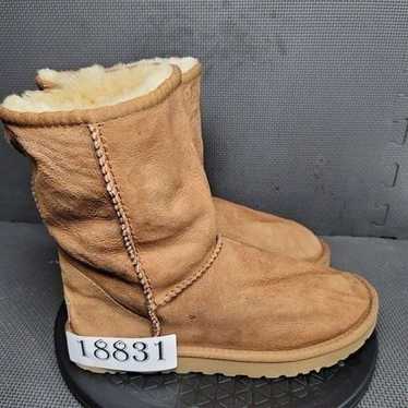 Ugg Classic Short Boots Womens Sz 7 Brown Fur Lin… - image 1