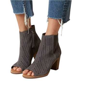 Toms Majorca Gray Suede Perforated Cutout Booties 