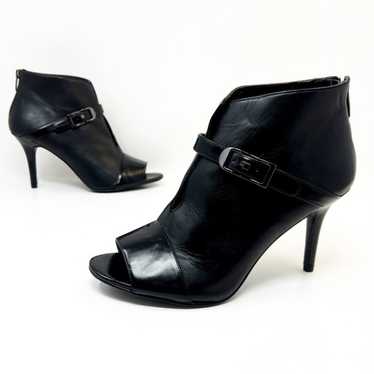 Marc Fisher Peep Toe Black Leather Ankle Booties N