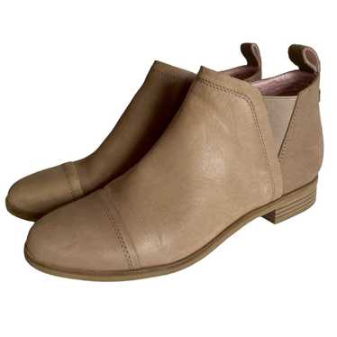 Toms Reese Taupe Smooth Waxy Leather Ankle Boot Si