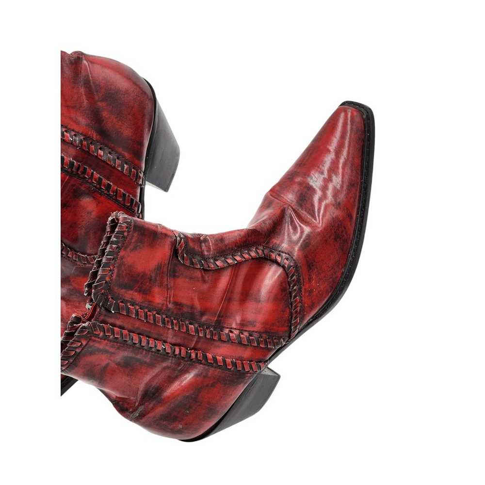 Rouge Red Western Ankle Boots Womens Size 10 Side… - image 11