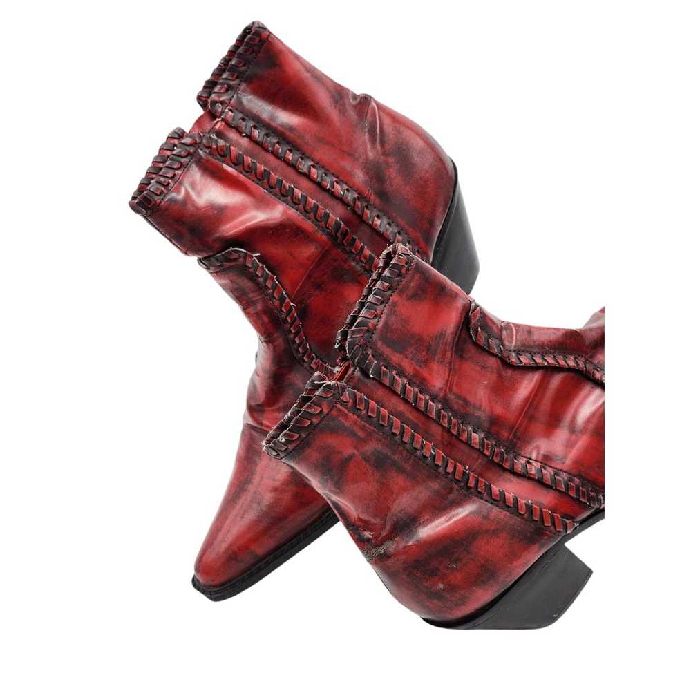 Rouge Red Western Ankle Boots Womens Size 10 Side… - image 12