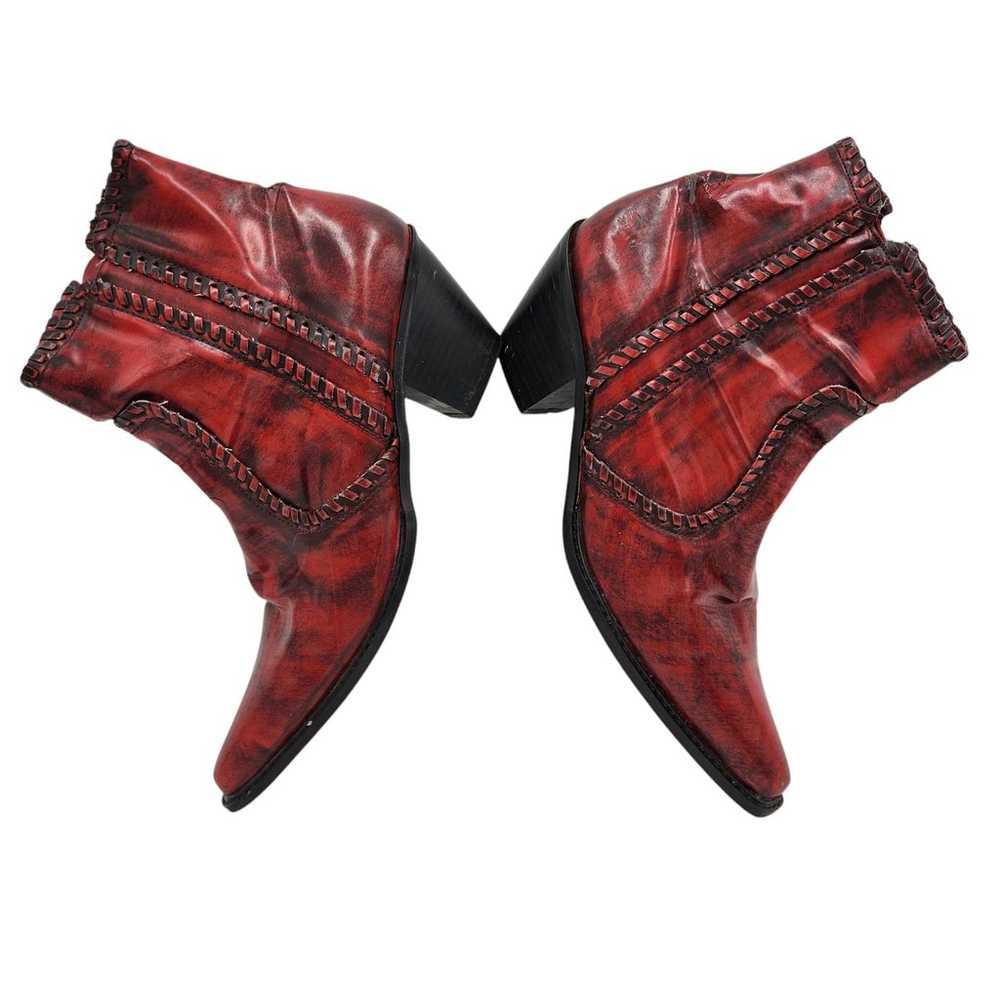 Rouge Red Western Ankle Boots Womens Size 10 Side… - image 2