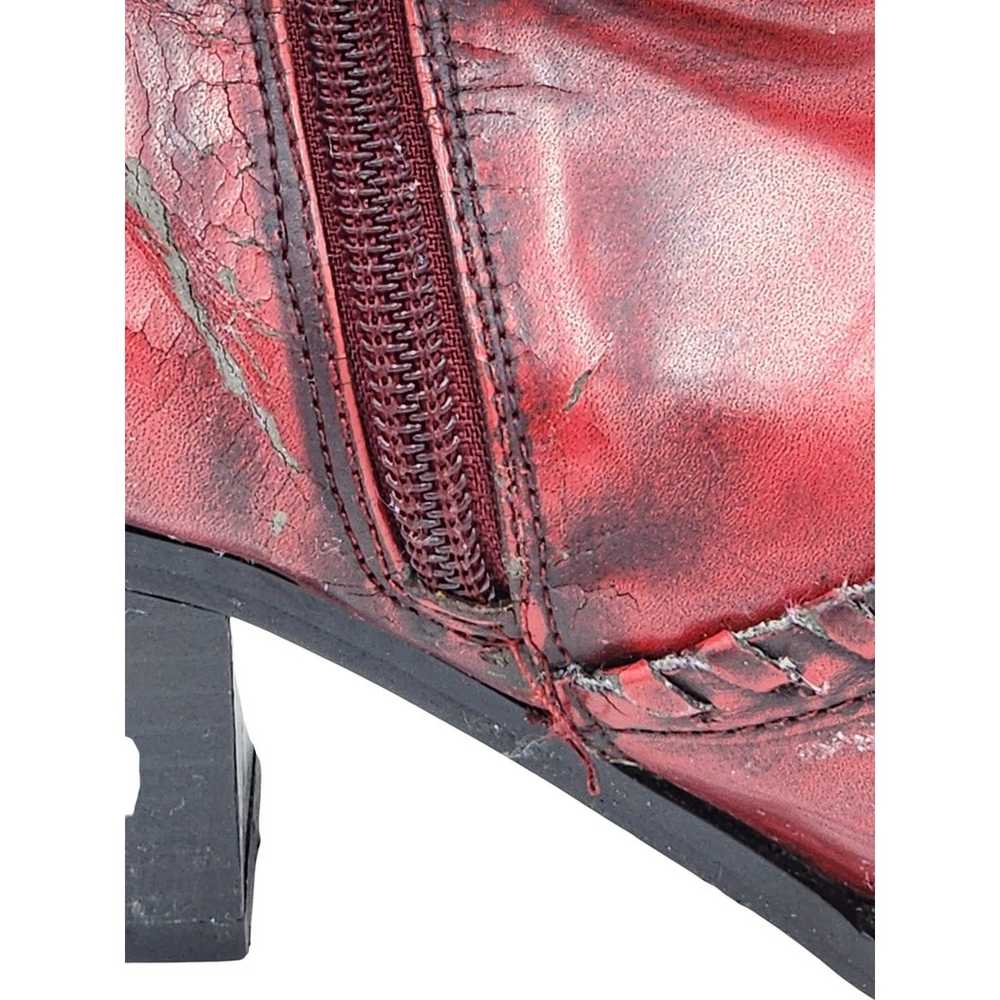 Rouge Red Western Ankle Boots Womens Size 10 Side… - image 3