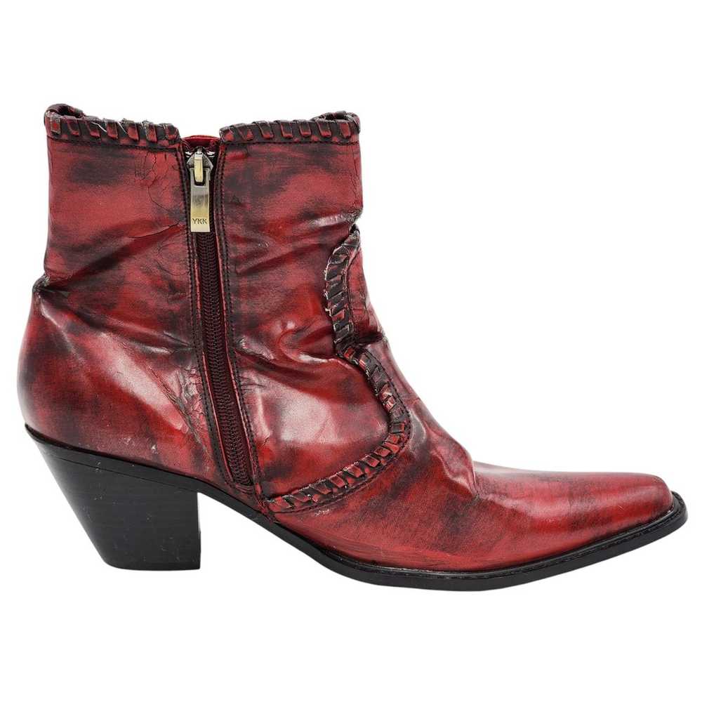 Rouge Red Western Ankle Boots Womens Size 10 Side… - image 6