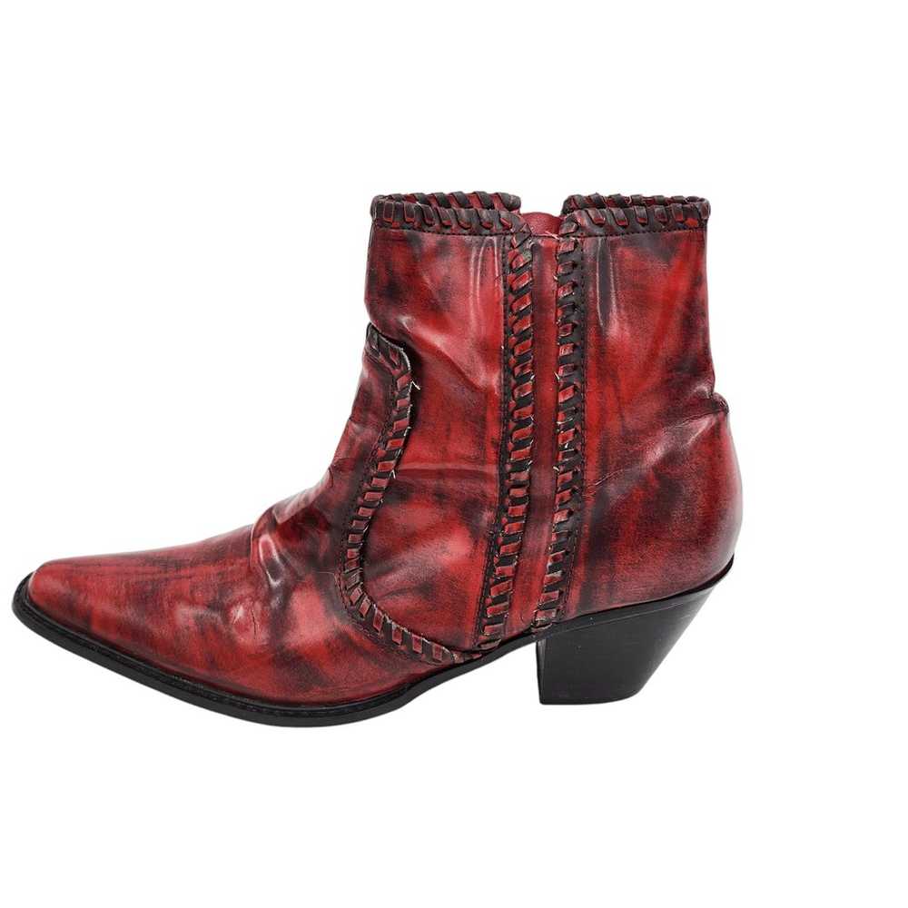 Rouge Red Western Ankle Boots Womens Size 10 Side… - image 7