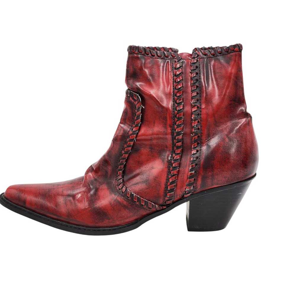 Rouge Red Western Ankle Boots Womens Size 10 Side… - image 8