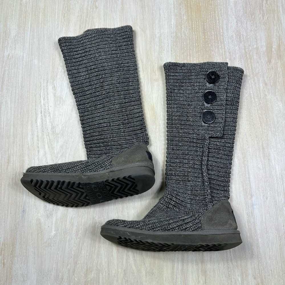 UGG Classic Cardy Gray Ribbed Knit Boots Button D… - image 4