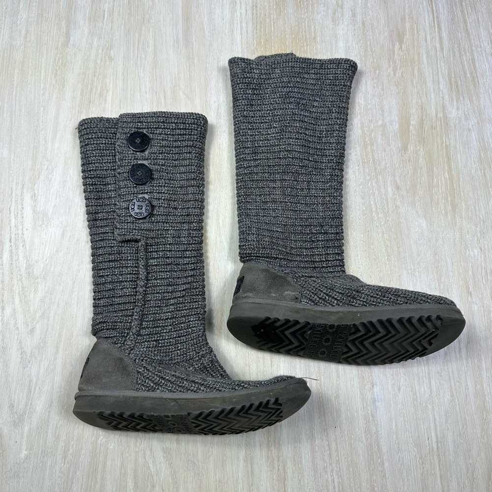 UGG Classic Cardy Gray Ribbed Knit Boots Button D… - image 5