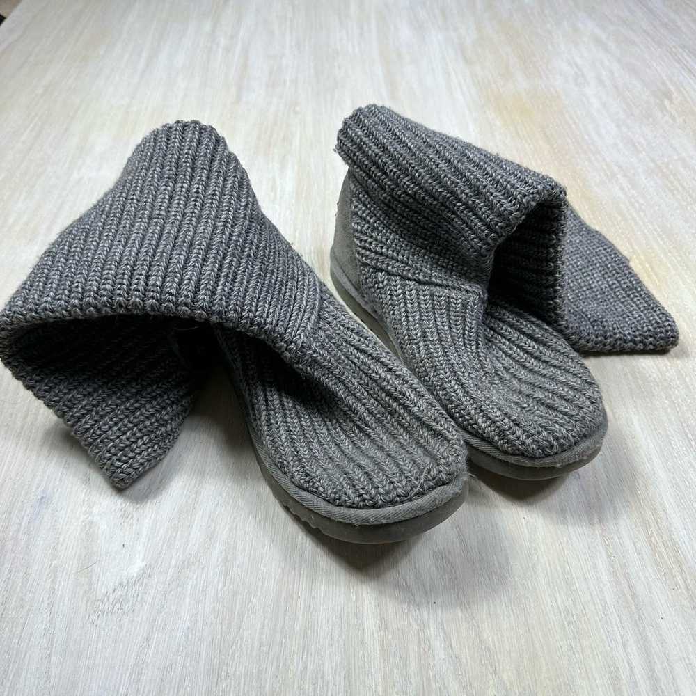 UGG Classic Cardy Gray Ribbed Knit Boots Button D… - image 6