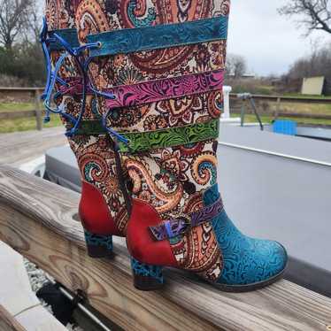 Socofy tapestry style boots - image 1