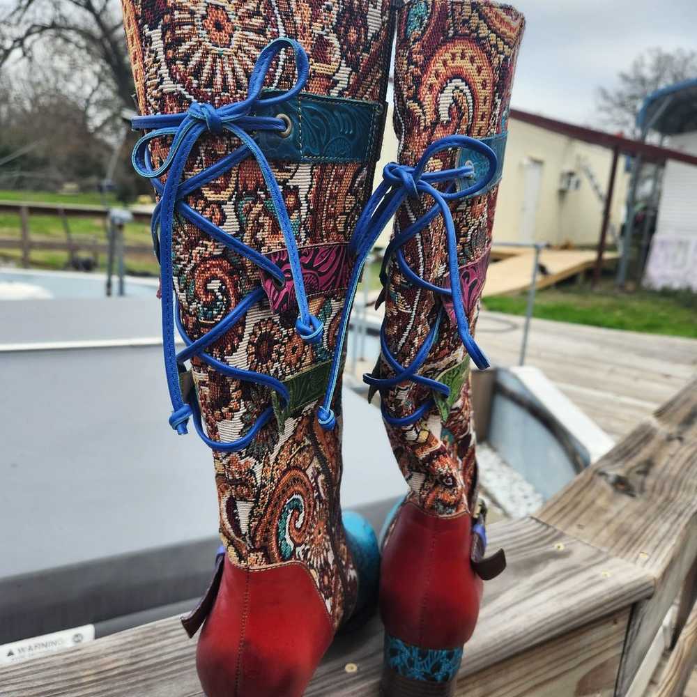 Socofy tapestry style boots - image 2