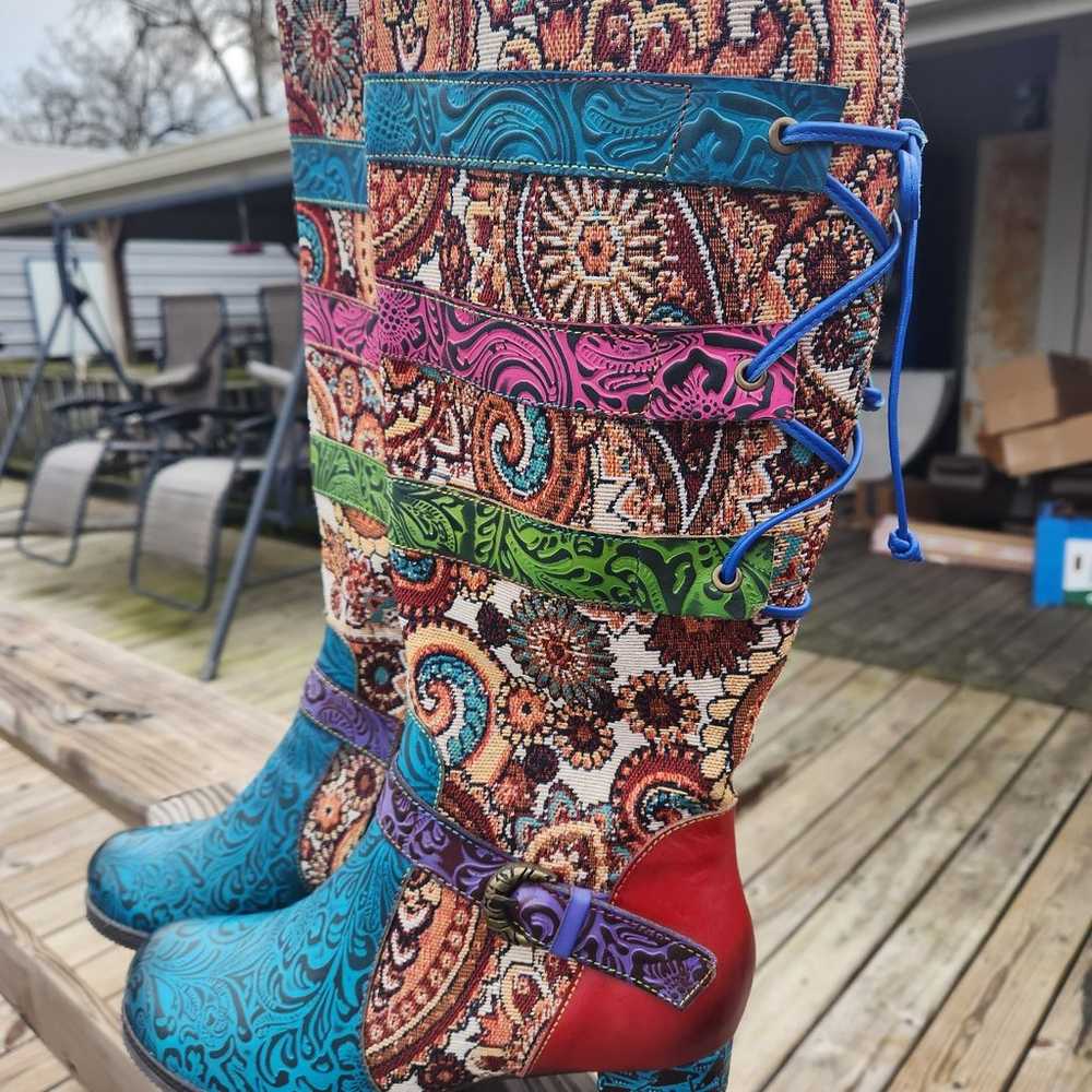 Socofy tapestry style boots - image 3