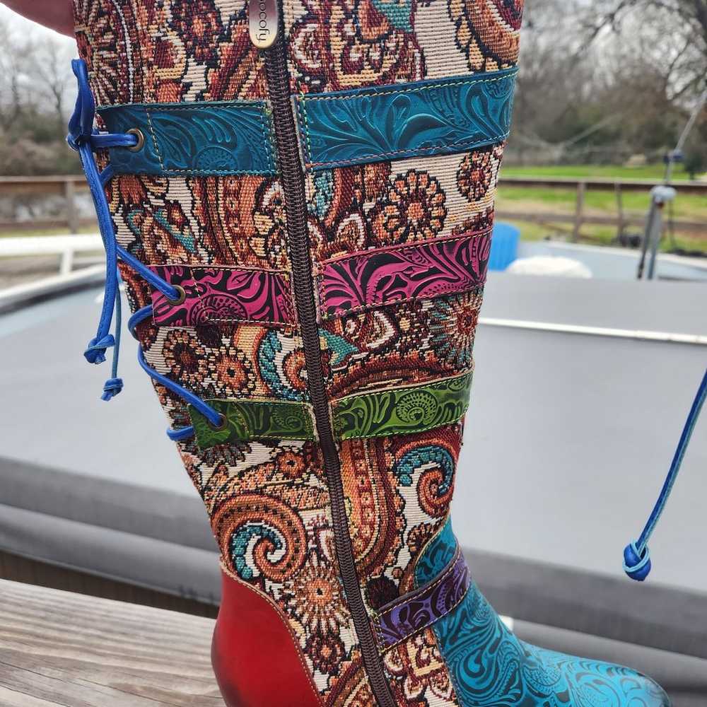 Socofy tapestry style boots - image 4