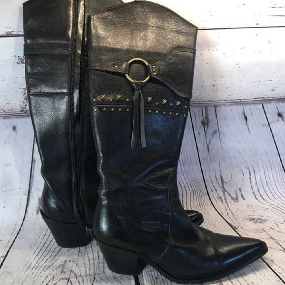 Gillio black leather studded western boo - image 2