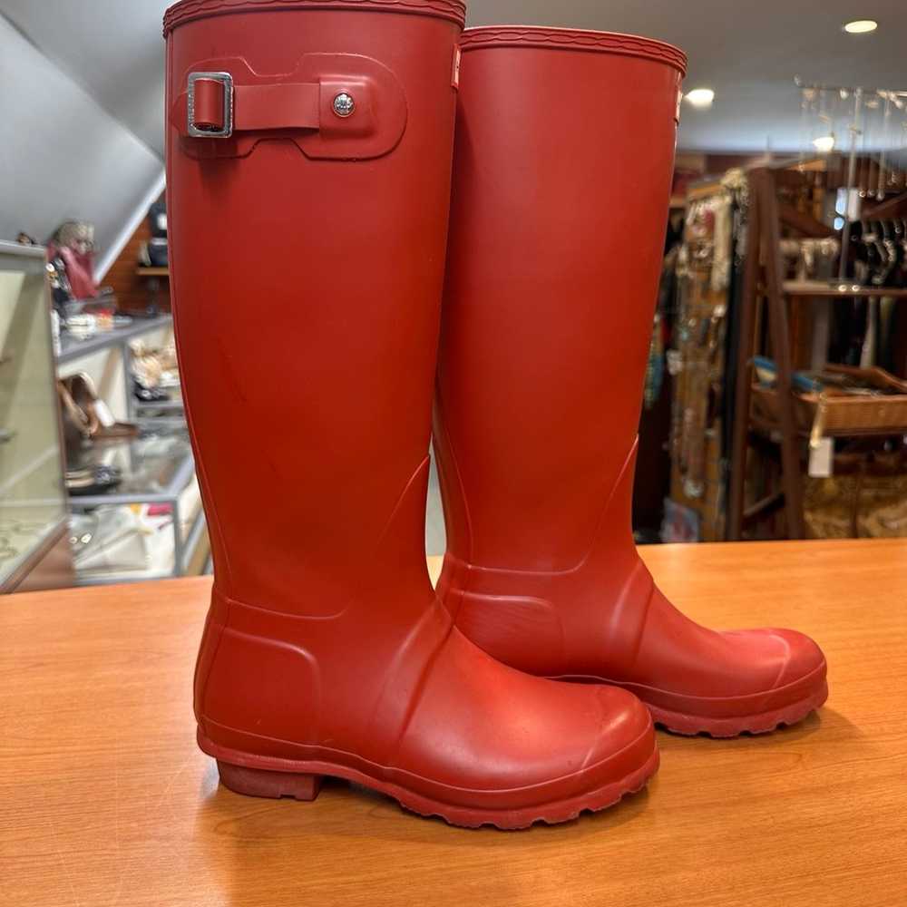 Red Hunter Rain Boots - Size 7 - image 2