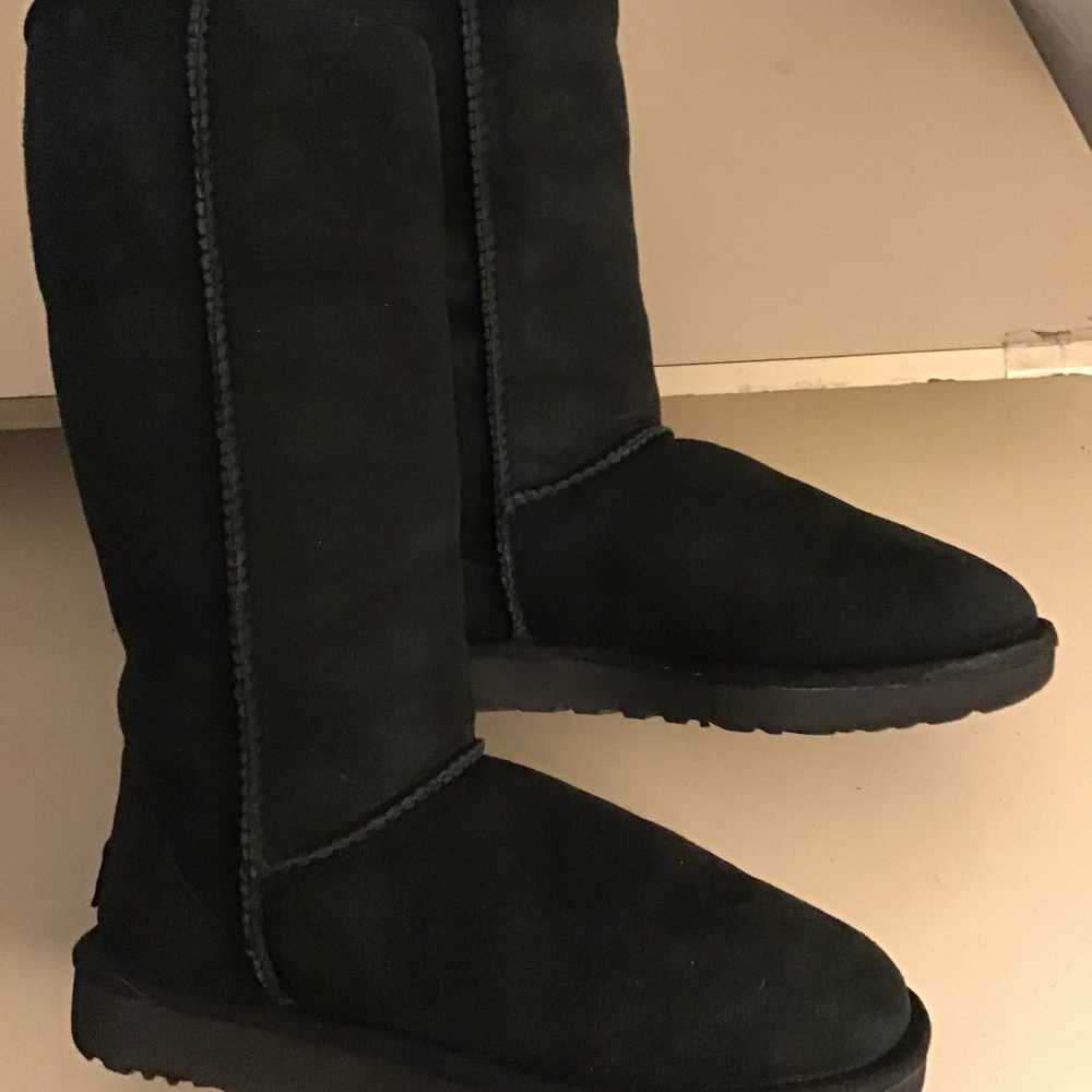 UGG women black suede Classic II tall boots Size 6 - image 11