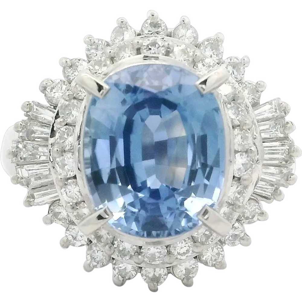 Platinum GIA 4.47ctw Oval Sapphire & Diamond Ball… - image 1