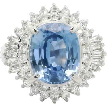 Platinum GIA 4.47ctw Oval Sapphire & Diamond Ball… - image 1