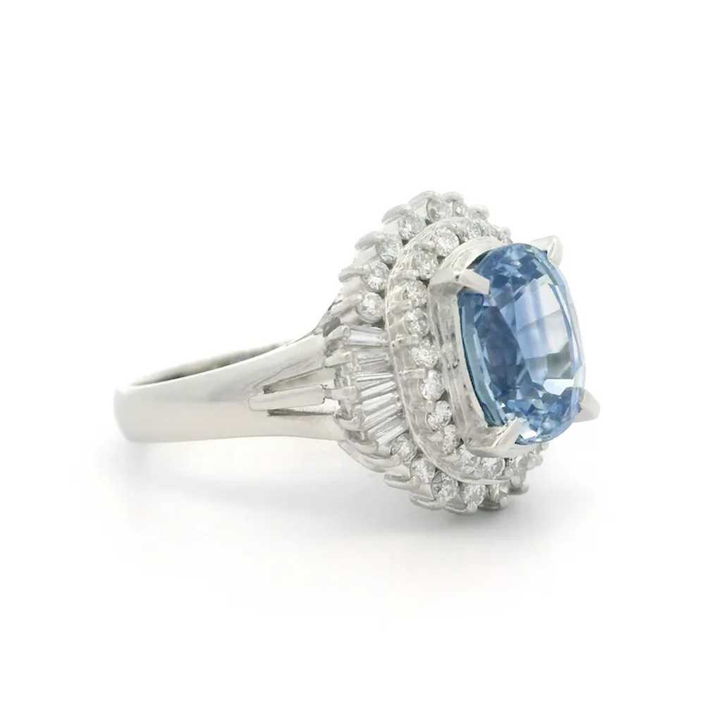 Platinum GIA 4.47ctw Oval Sapphire & Diamond Ball… - image 2