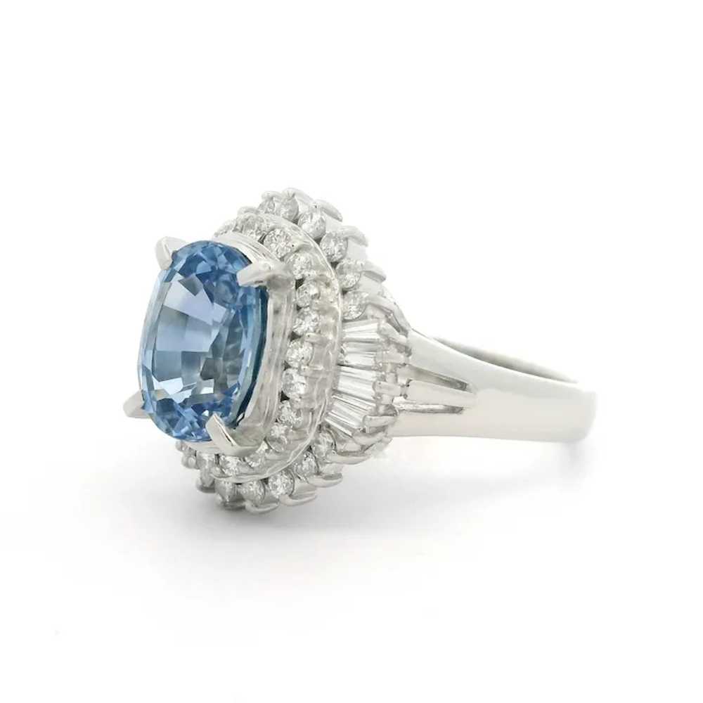 Platinum GIA 4.47ctw Oval Sapphire & Diamond Ball… - image 3