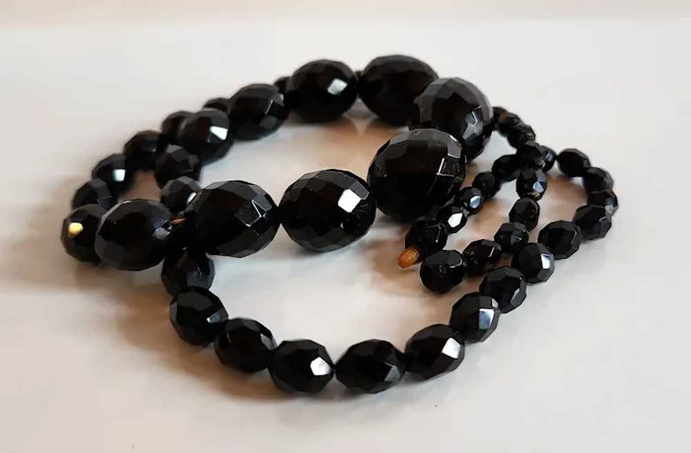 Antique Victorian faceted carved black Whitby jet… - image 4