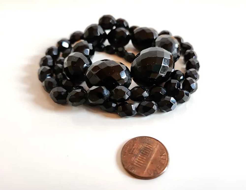 Antique Victorian faceted carved black Whitby jet… - image 6