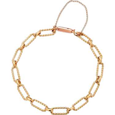 18K Yellow Gold Oval Beaded Link Bracelet - image 1