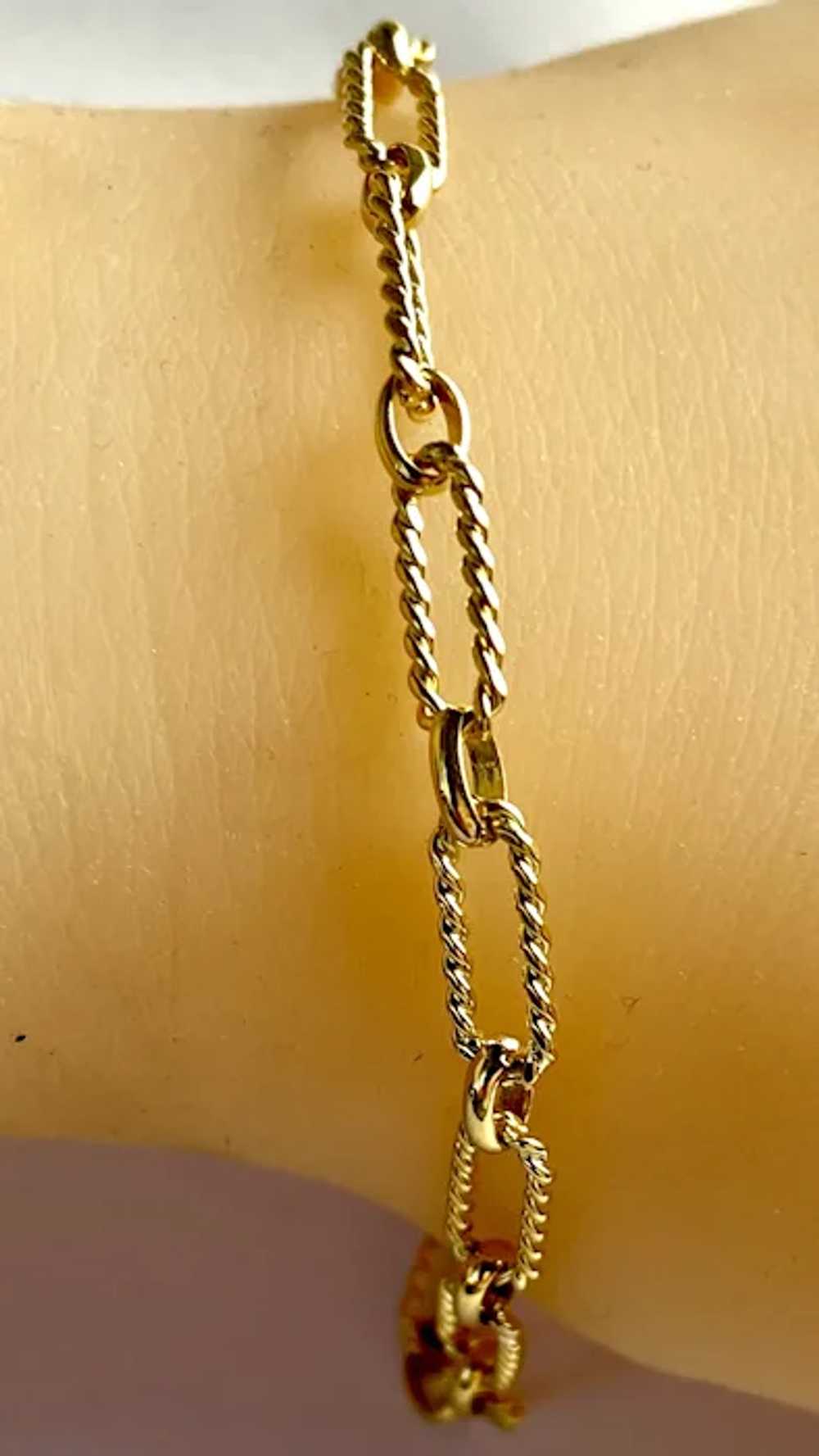 18K Yellow Gold Oval Beaded Link Bracelet - image 2