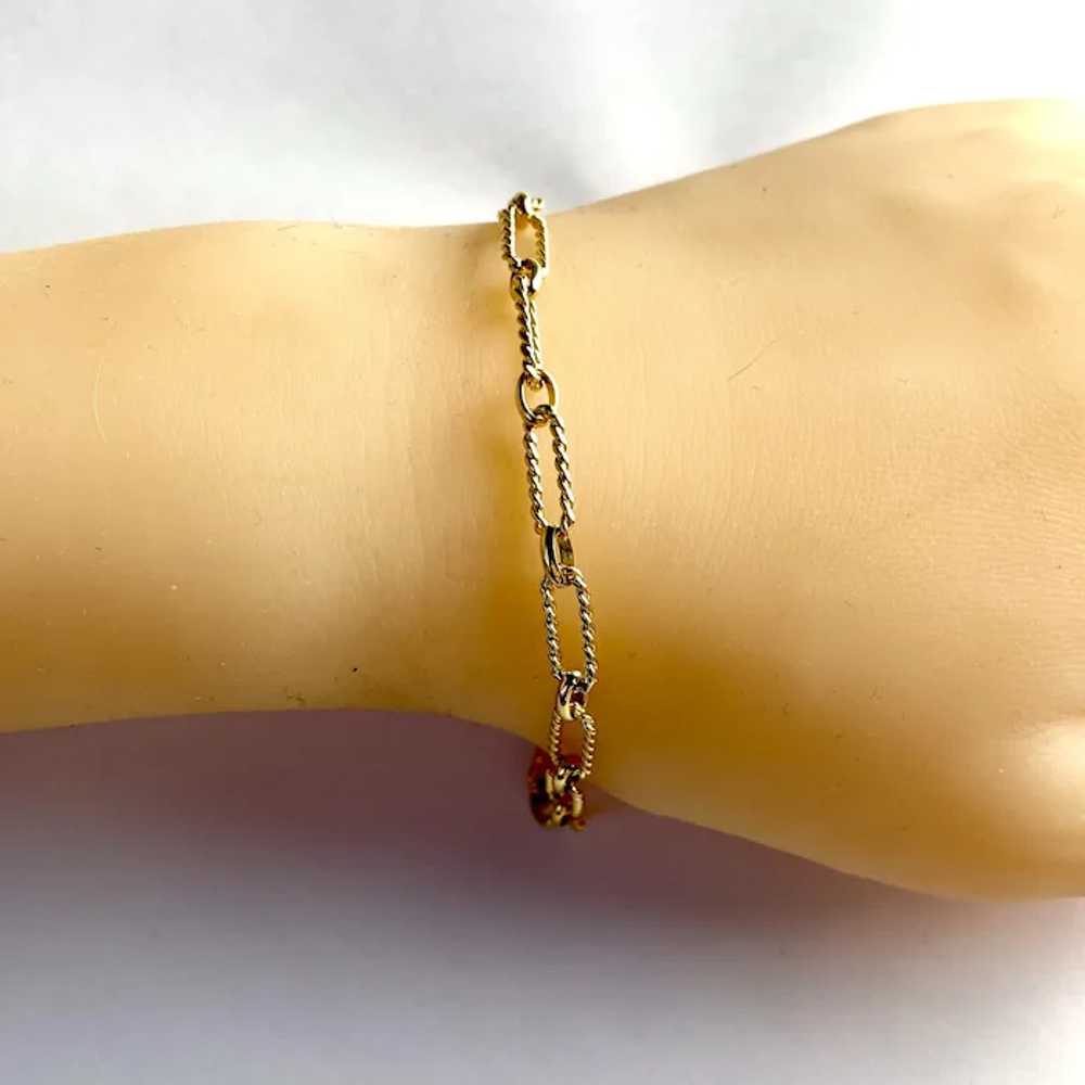 18K Yellow Gold Oval Beaded Link Bracelet - image 3