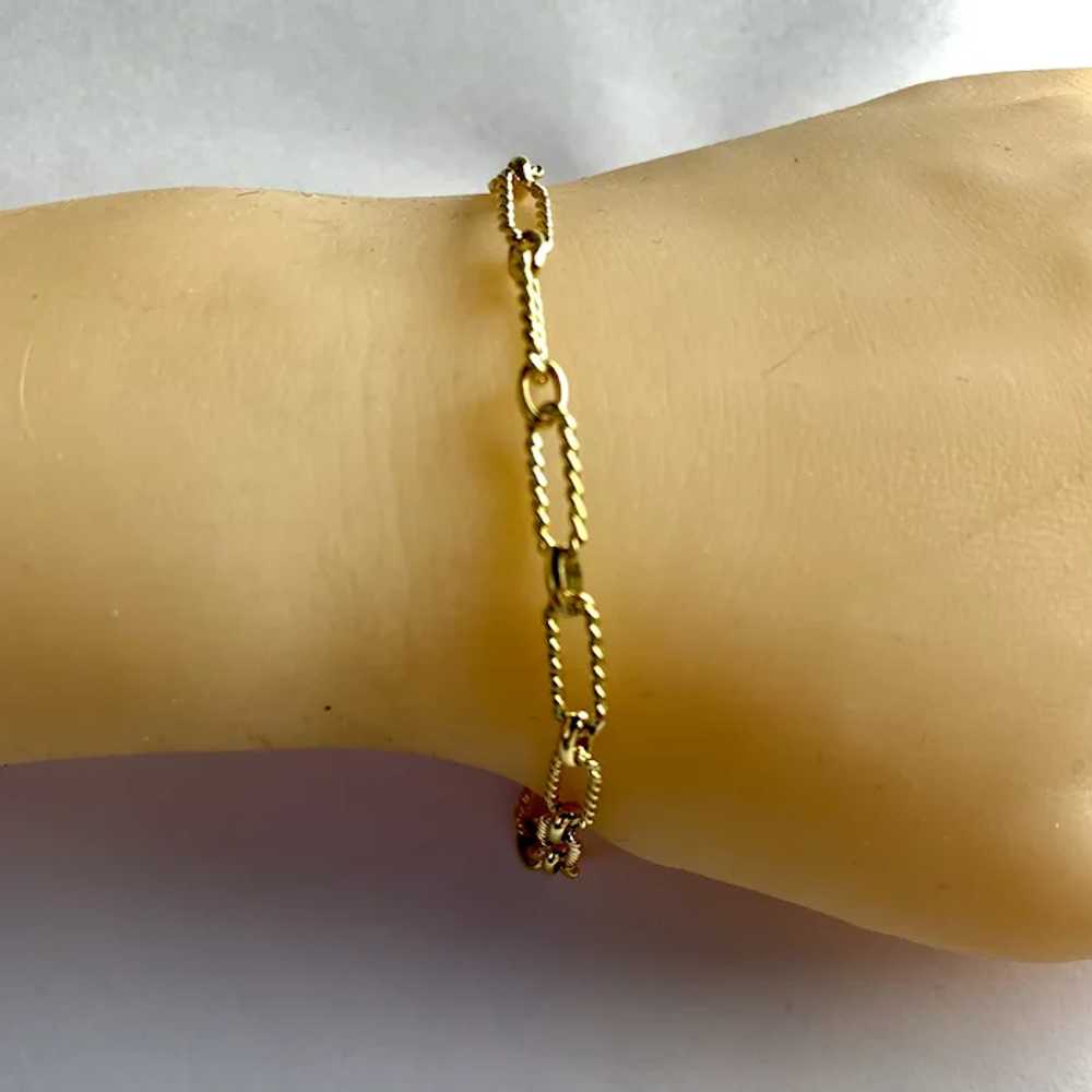 18K Yellow Gold Oval Beaded Link Bracelet - image 5