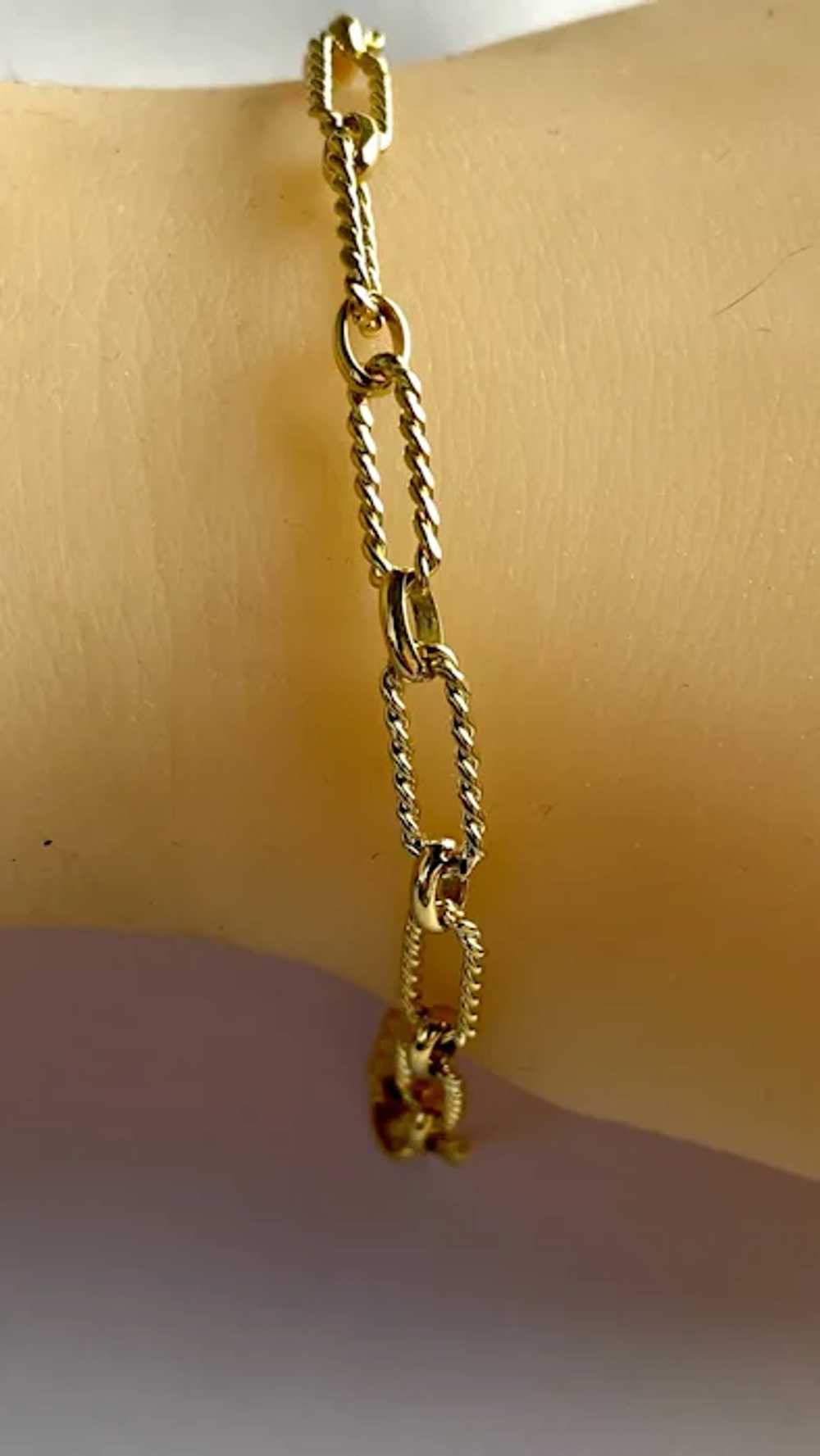 18K Yellow Gold Oval Beaded Link Bracelet - image 6