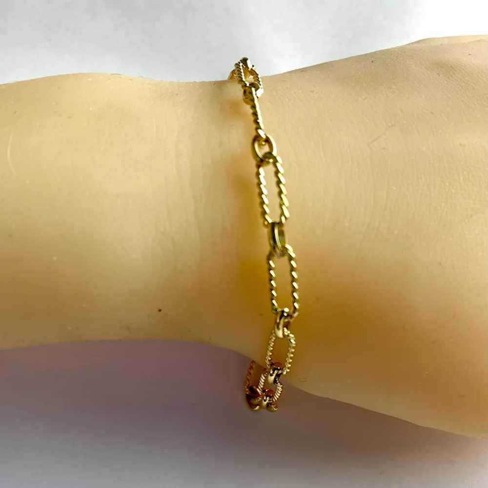 18K Yellow Gold Oval Beaded Link Bracelet - image 7