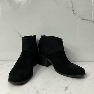 TOMS Black Suede Block Heel Ankle Boots