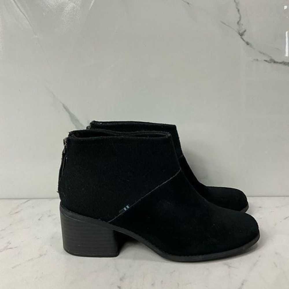 TOMS Black Suede Block Heel Ankle Boots - image 2