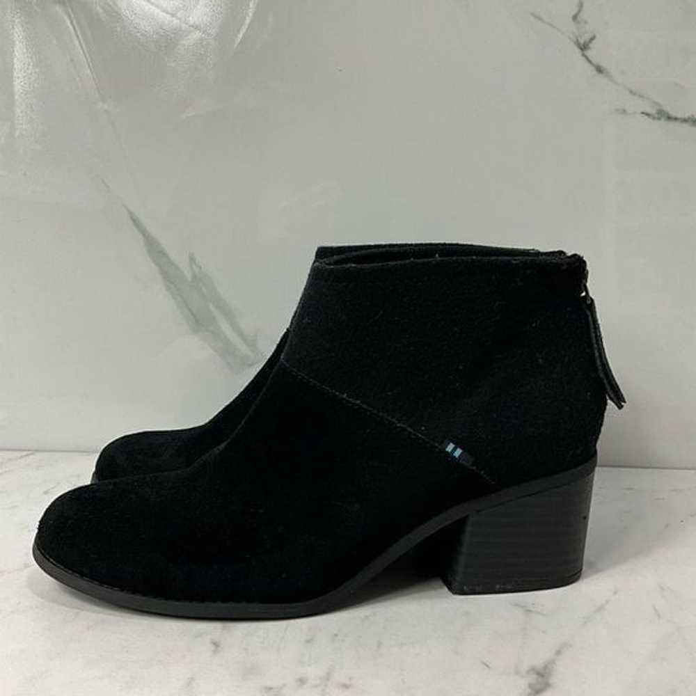 TOMS Black Suede Block Heel Ankle Boots - image 3