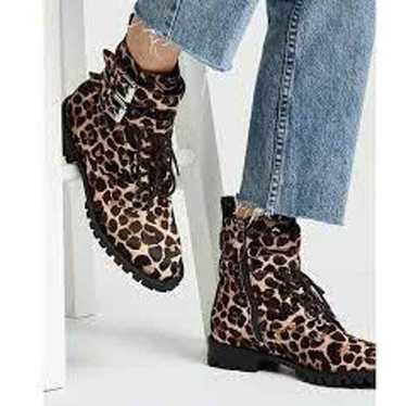 REBECCA MINKOFF Jaiden Calf Hair Leopard Combat Bo