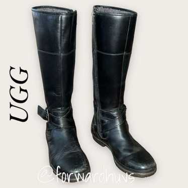 UGG Waterproof Leather Evanna Black Boots