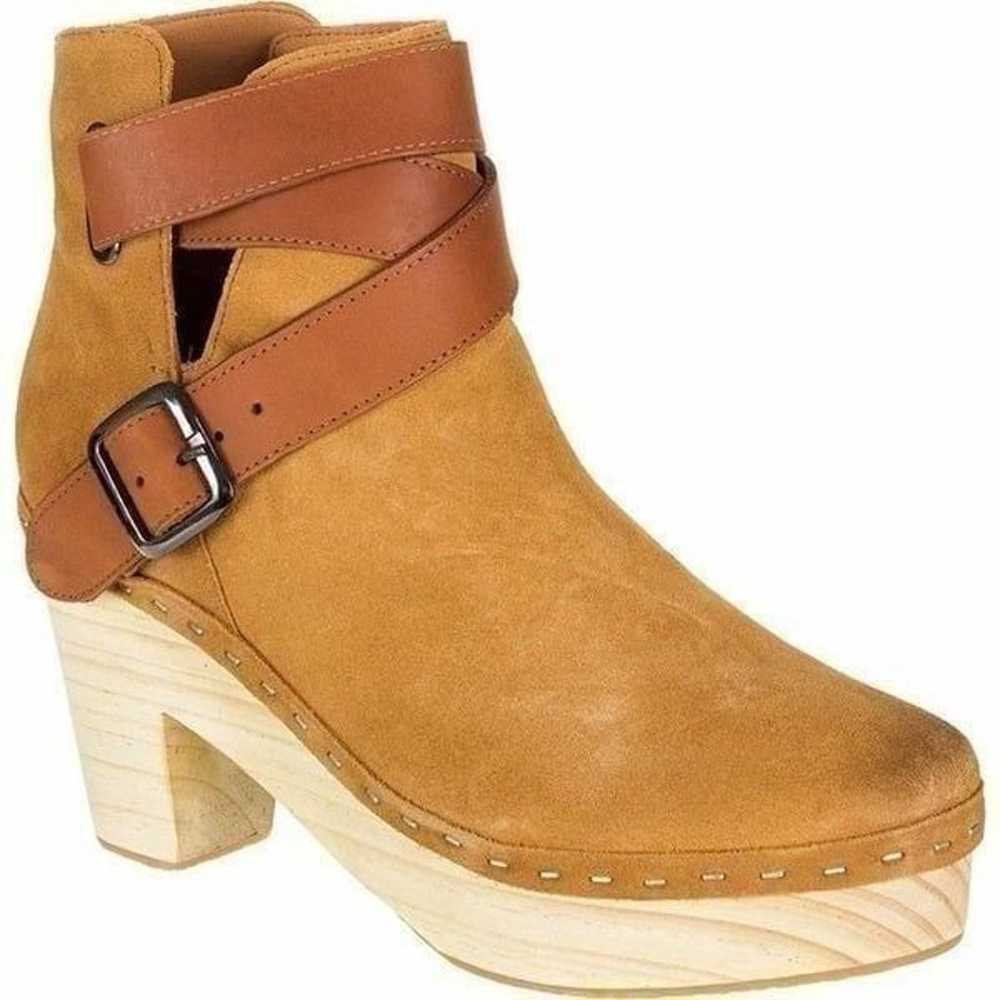 Free People Bungalow Wooden Clog Boots Tan Suede … - image 10