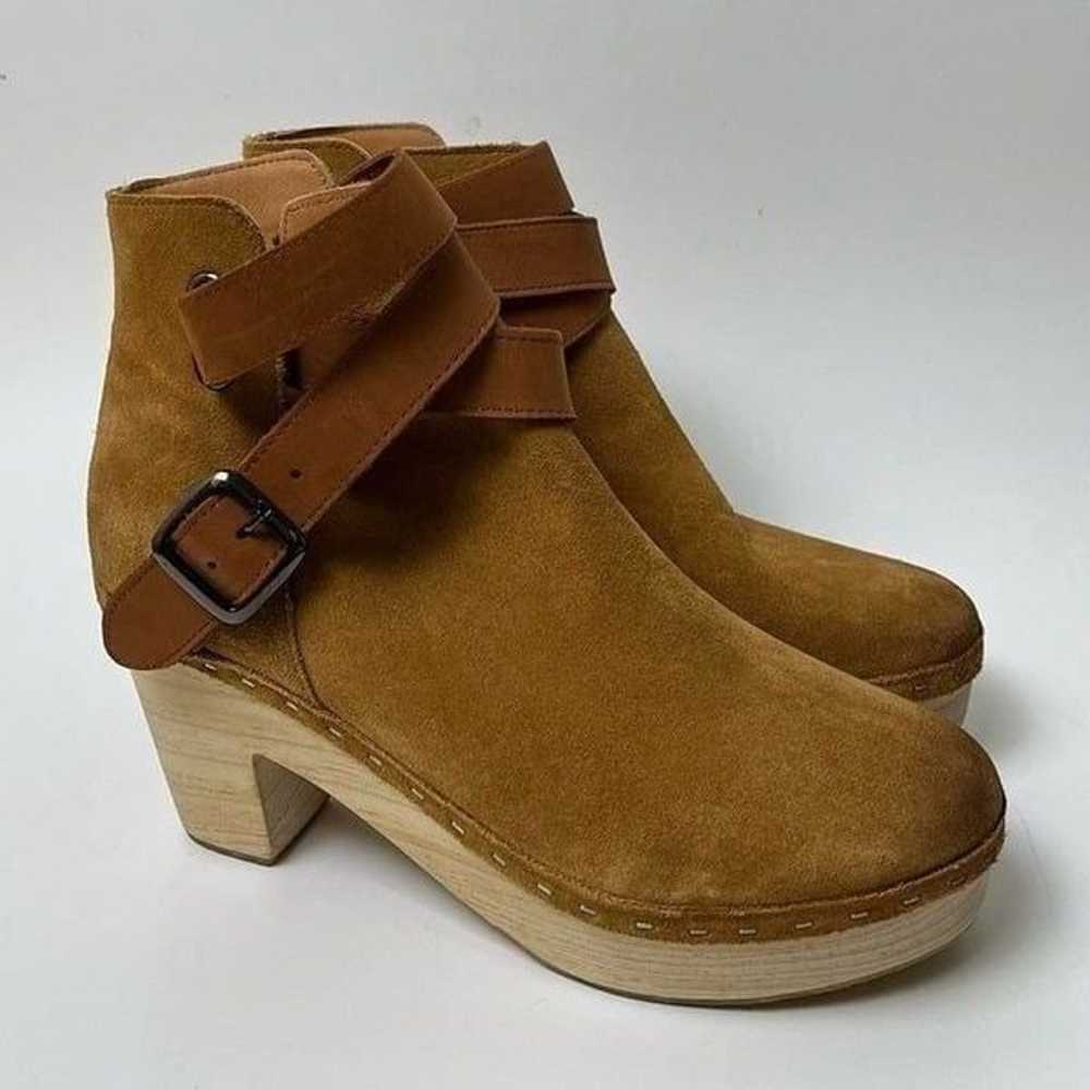 Free People Bungalow Wooden Clog Boots Tan Suede … - image 11