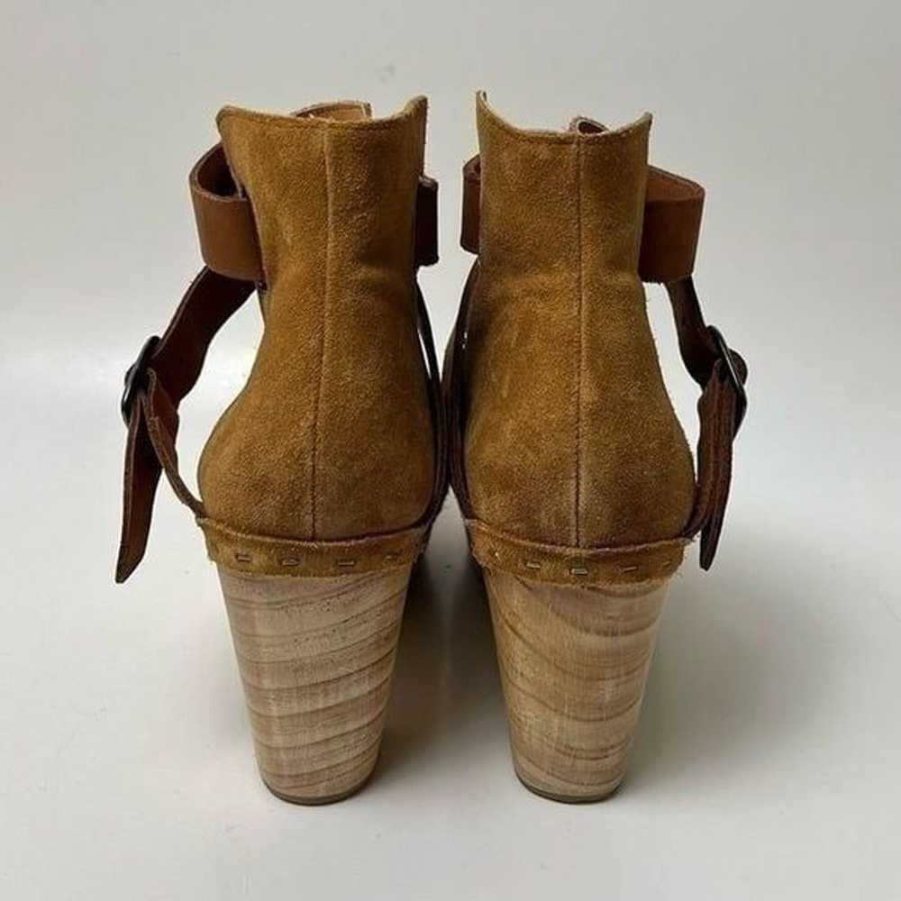 Free People Bungalow Wooden Clog Boots Tan Suede … - image 6