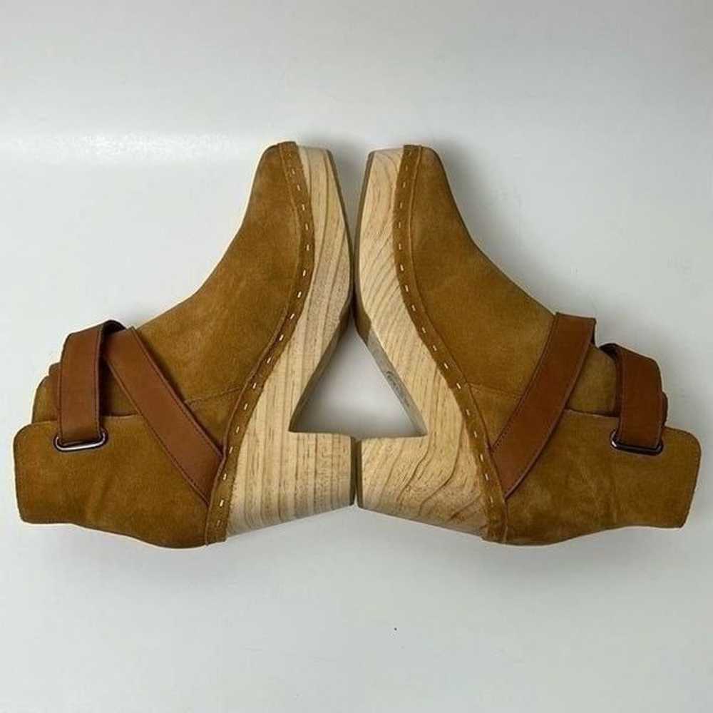 Free People Bungalow Wooden Clog Boots Tan Suede … - image 7