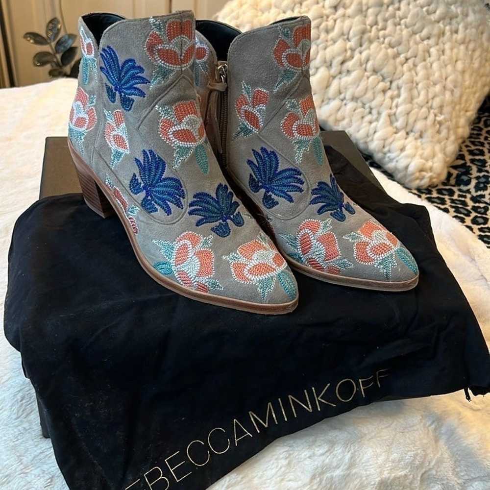 Rebecca Minkoff floral embroidered booties size 6 - image 2